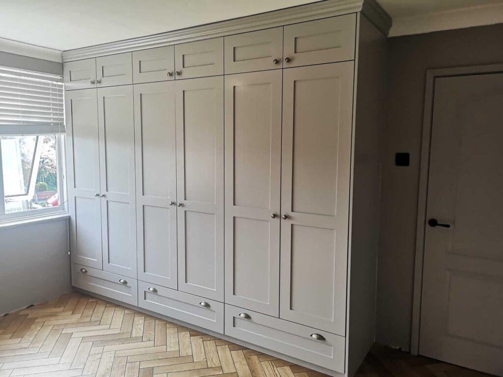Bedroom Fitted Shaker Style Wardrobe with storage above and below Made to Measure Wardrobes