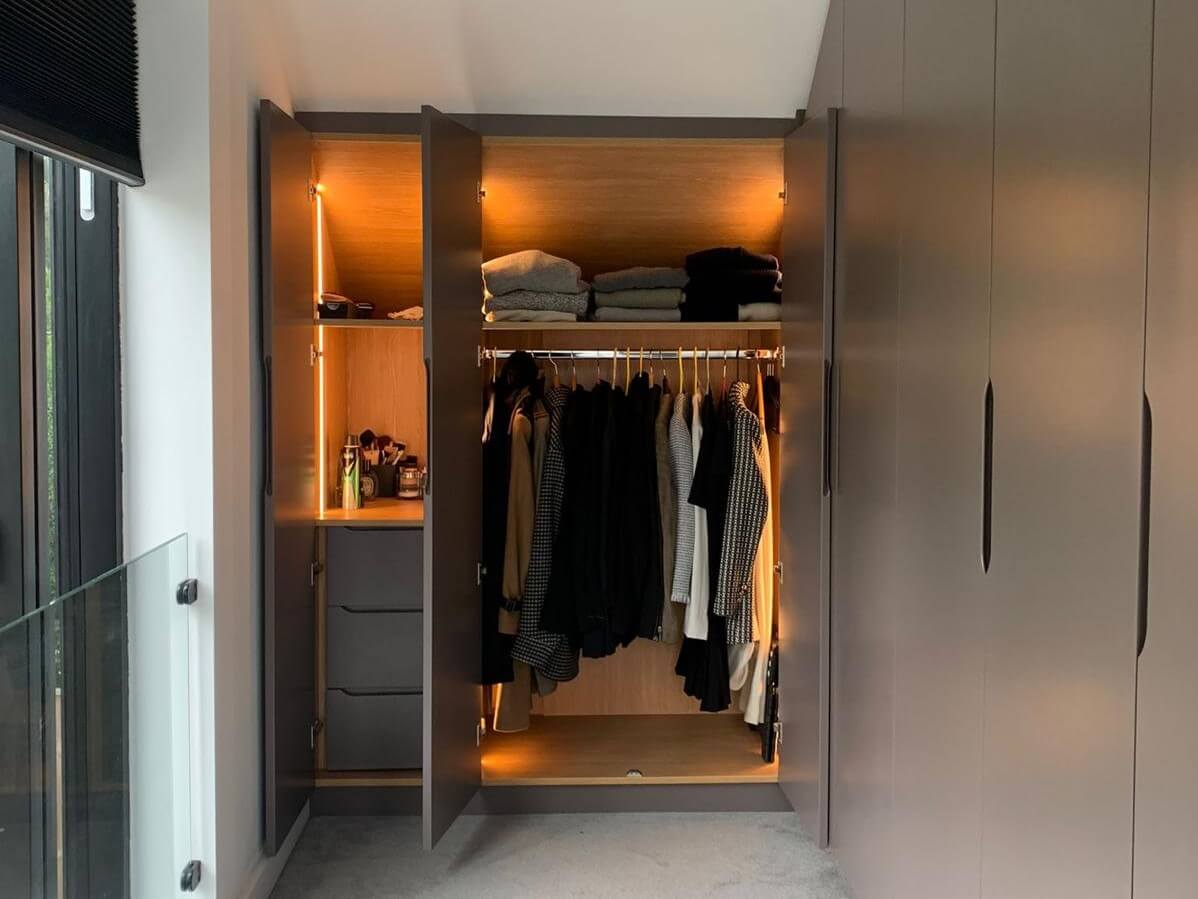 Bedroom Illuminated Fitted Wardrobes in Alcove