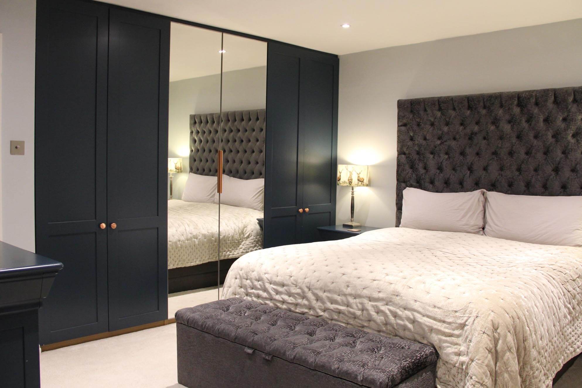 Bedroom Wardrobe and Matching Suite in Hague Blue made to measure fitted bedroom furniture