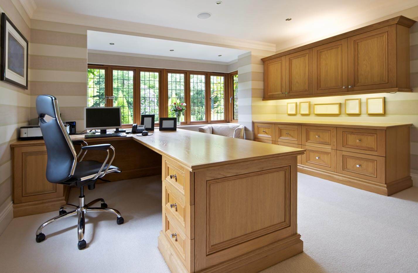 Home Study in Oak with Filing Cabinets and Storage