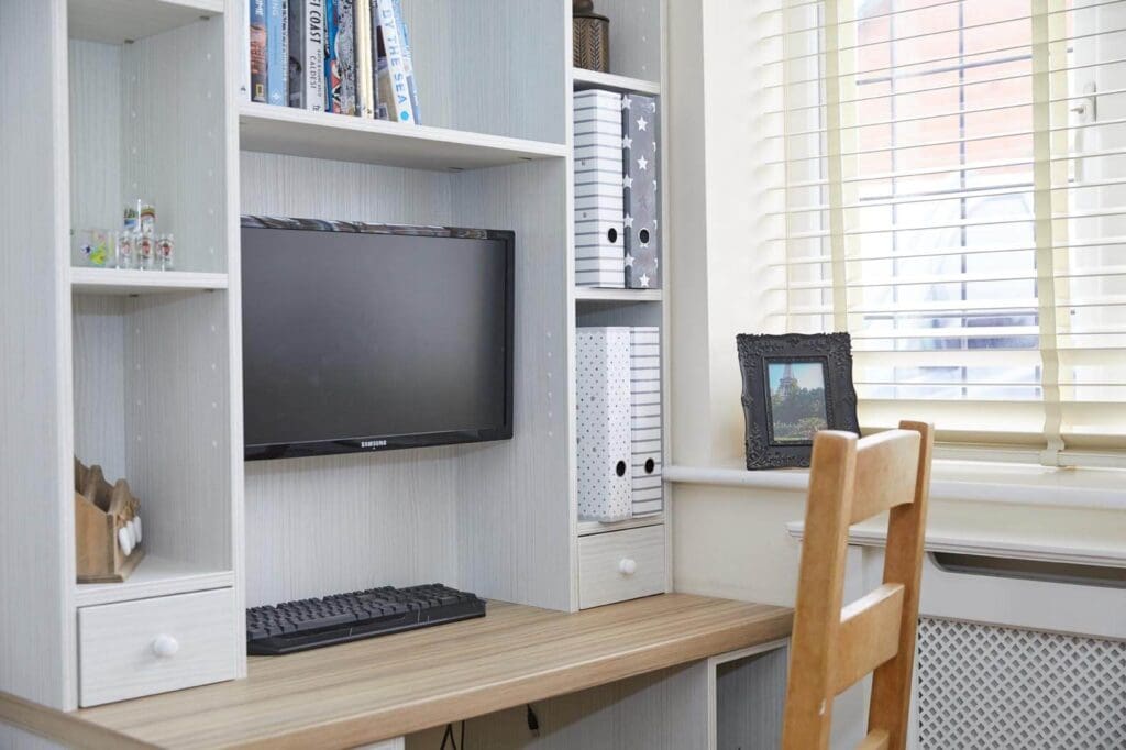 Home Study with Shelves and Matching Radiator Cabinet