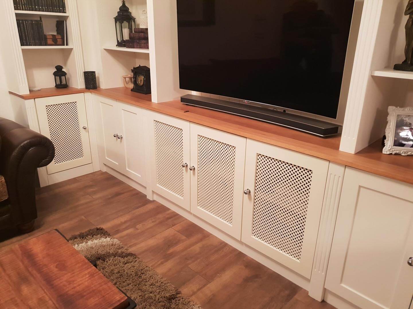 Media Unit with storage cabinets and display shelves